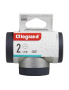 Legrand Адаптер за контакт 2х Шуко Т-образен въртящ с USB A+C алуминий NEW  - 694524 - 2