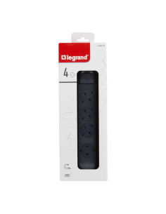 Legrand 694530 Разклонител PRE, шуко, 4X2P+E, въртящ се, 1,5м. кабел, черно/сиво - 694530 - Цена | LEDs4economy 2