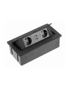GTV AE-PBSUC2GS-20N SOFT контакт за вграждане 2х Schuko, 2x USB с кабел 1,5 м, черен - Цена | LEDs4economy 2