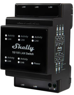 Shelly Мрежов комутатор, 5x 10/100 Mbps, за DIN монтаж, 110...230Vac, Shelly LAN Switch - 266830 - Цена | LEDs4economy
