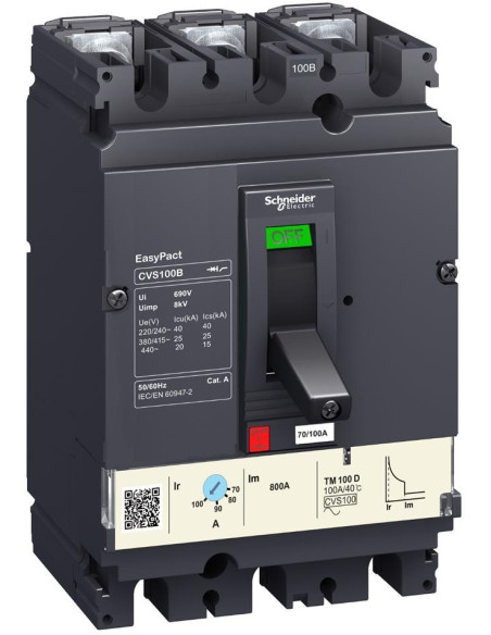 SE Автомат CVS100B 3P 100А TM 25kA регулируем (In x 0.7...1)  - 