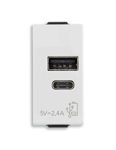 VIMAR 09292.AC A+C-USB захранване 5V 2,4A 1M бяло NEVE UP - Цена | LEDs4economy