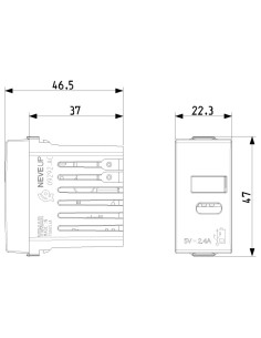 VIMAR 09292.AC A+C-USB захранване 5V 2,4A 1M бяло NEVE UP - Цена | LEDs4economy 2