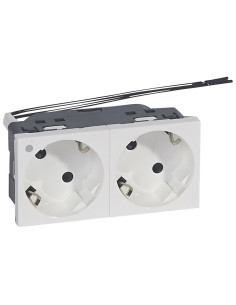 Legrand 077290 Блок контакт шуко 2Х2Р+Е под ъгъл 45° с индикатор, автоматични клеми, бял Mosaic , - 077290 - Цена | LEDs4economy 2