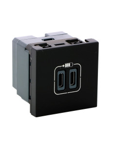 Legrand Розетка 2хUSB за зареждане тип C 3A 15W 2 мод. цвят Черен Mosaic - 079190L - Цена | LEDs4economy
