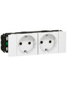 Legrand 077202 Блок контакт шуко 2 x 2P+E - за гъвкав капак, DLP канал - бял Mosaic ,  - 077202