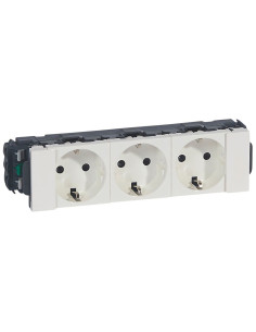 Legrand 077203 Блок контакт шуко 3 x 2P+E - за гъвкав капак, DLP канал - бял Mosaic , - 077203 - Цена | LEDs4economy