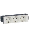 Legrand 077203 Блок контакт шуко 3 x 2P+E - за гъвкав капак, DLP канал - бял Mosaic ,  - 077203