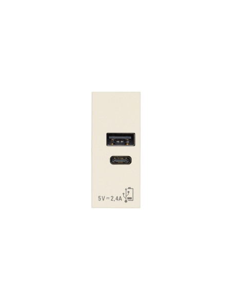 VIMAR 30292.ACC USB Контакт Linea, A+C 12W 2,4A 5V 1M, Canvas,  