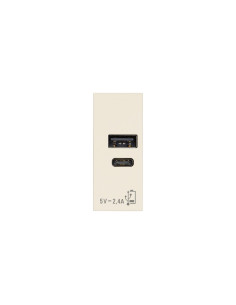 VIMAR 30292.ACC USB Контакт Linea, A+C 12W 2,4A 5V 1M, Canvas, - Цена | LEDs4economy 2
