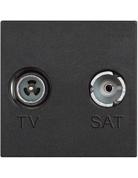RG4217M2D Коаксиална TV розетка мъжки и женски и SAT конектор тип „F“ 2M Черен Bticino Classia