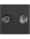 BTICINO RG4217M2D Коаксиална TV розетка мъжки и женски и SAT конектор тип „F“ 2M Черен  Classia - RG4217M2D