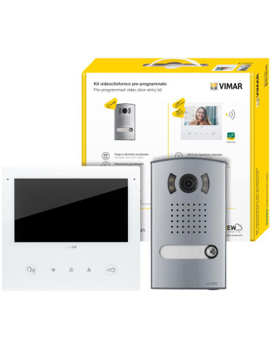 K40517.E Еднофамилен видеодомофонен комплект Due Fili Plus Wi-Fi 7 тъч LCD цветен дисплей Vimar