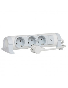 Legrand 694622 Разклонител 3x 2P+E, с кабел 3 метра, с ключ, Бял - Спрян - до изчерпване - 694622 - Цена | LEDs4economy