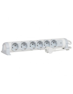 Legrand 694637 Разклонител 6x 2P+E, с кабел 3 метра, с ключ, Бял - Спрян - до изчерпване - 694637 - Цена | LEDs4economy