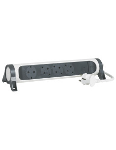 Legrand 694525 Разклонител PRE, шуко, 4X2P+E,с индикация за мощността и защита,1,5м. кабел,бяло/сиво - 694525 - Цена | LEDs4econ
