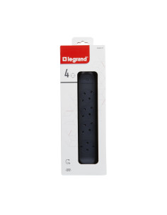Legrand 694537 Разклонител PRE, шуко, 4X2P+E, въртящ се, 3м. кабел, черно/сиво - 694537 - Цена | LEDs4economy 2