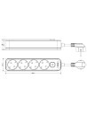 VIMAR 00494.X.B Multi-outlet 4Schuko+switch 5m white  - 2