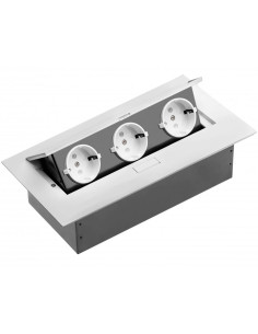GTV AE-PB03GS-10 Pop-up контакт за вгражд., 3x Schuko, без кабел, бял - Цена | LEDs4economy