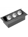 GTV AE-PB03GS-20 Pop-up контакт за вгражд., 3x Schuko, без кабел, черен 