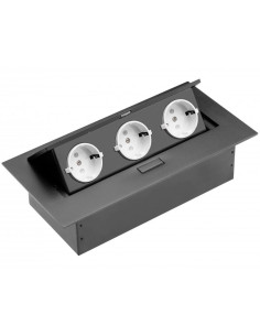 GTV AE-PB03GS-20 Pop-up контакт за вгражд., 3x Schuko, без кабел, черен - Цена | LEDs4economy 2