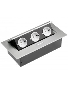 GTV AE-PB03GS-53 Pop-up контакт за вгражд., 3x Schuko, без кабел, сребрист - Цена | LEDs4economy 2