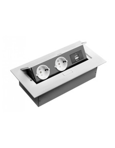 GTV AE-PBU02GS-10 Pop-up контакт за вграждане, 2x Schuko, 2X USB, без кабел, бял - Цена | LEDs4economy 2