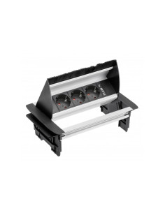 GTV AE-PBC3GS-53BKS LETTERBOX Pop-up контакт за вгражд., 3х Schuko, без корпус, капак, сребрист - Цена | LEDs4economy 2