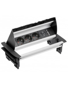 GTV AE-PBC3GS2U-53BKS LETTERBOX Pop-up контакт за вгражд.,3х Schuko,2xUSB,без корпус,капак,сребрист - Цена | LEDs4economy