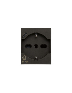 VIMAR 30210.USBG Контакт SICURY Linea, 2P+E 16A+USB-C, унив. стандарт, с детска защита, 2M, Black, - Цена | LEDs4economy 2