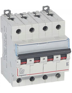 Legrand Автоматичен прекъсвач DX3 4P 20A крива D 6kA - 408148 - Цена | LEDs4economy