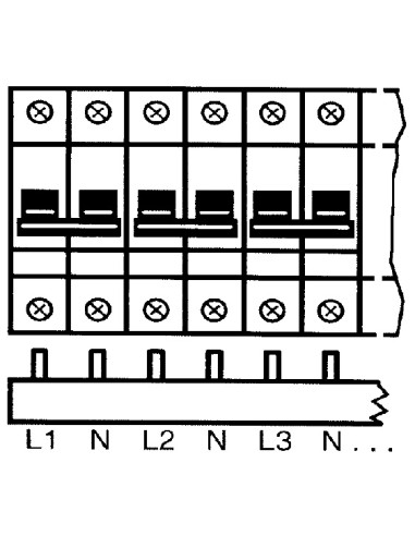 Захранващ гребен тип U 3P+N 10мм2 63A 6 прекъсвача L1NL2NL3N Legrand