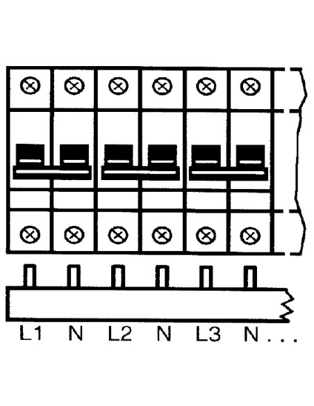 Захранващ гребен тип U 3P+N 10мм2 63A 6 прекъсвача L1NL2NL3N Legrand