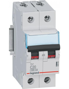 Legrand Автоматичен прекъсвач TX3 2P 20A крива С 6kA - 403529 - Цена | LEDs4economy