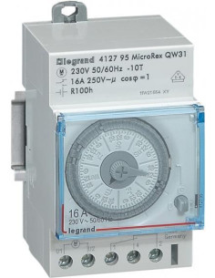 Legrand DIN Таймер Седмичен, MicroRex QW31, 2 часа минмален интервал, с резерв 100 часа, 16A 3 модула - 412795 - Цена | LEDs4eco