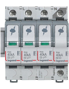 Legrand Катоден отводител тип 2 SPD 40kA 320V 3P+N R - 412247 - Цена | LEDs4economy