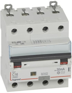 Legrand ДТЗ комбинирана DX3 4P 16A крива C 30mA тип AC 6kA 4 мод. - 411186 - Цена | LEDs4economy
