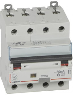 Legrand ДТЗ комбинирана DX3 4P 20A крива C 30mA тип AC 6kA 4 мод. - 411187 - Цена | LEDs4economy