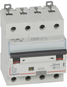 Legrand ДТЗ комбинирана DX3 4P 10A крива C 30mA тип AC 6kA 4 мод. - 411185 - Цена | LEDs4economy