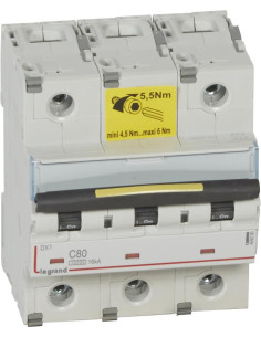 Legrand Автоматичен прекъсвач DX3 3P 80A крива С 10kA 4,5 мод. - 409280 - Цена | LEDs4economy