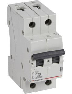 Legrand Автоматичен прекъсвач RX3 2P 20A крива С 6kA - 419225 - Цена | LEDs4economy