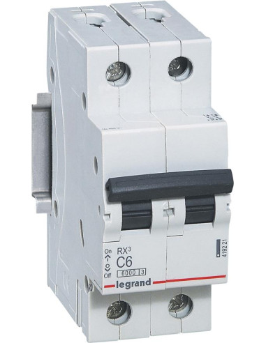 Legrand Автоматичен прекъсвач RX3 2P 6A крива С 6kA  - 419221