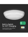 V-TAC 8W/16W/20W LED Плафон Сензор SAMSUNG 3 в 1 Кръг IP65 - 804-24 - 11