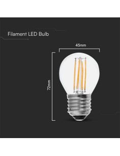 V-tac LED Крушка - 6W Filament E27 G45 6500К 212844 - Цена | LEDs4economy 2