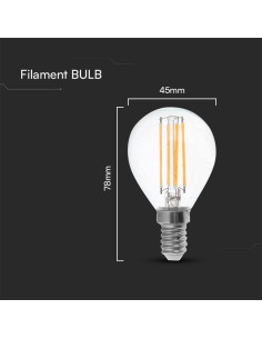 V-tac LED Крушка - 6W Filament E14 P45 4000К 212846 - Цена | LEDs4economy 2