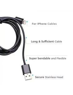 V-TAC Iphone Кабел Черен MFI Лиценз 1.5м - 8452 - Цена | LEDs4economy 2