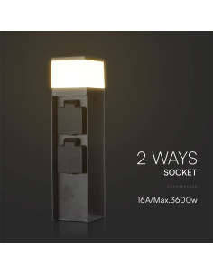 V-TAC Наземна Лампа + Контакт G9 2 x 16A / max. 3600W - 23403 - Цена | LEDs4economy 2