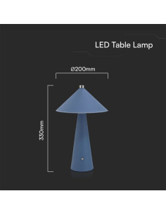 V-TAC 3W LED Настолна Лампа Батерия 4000mAh CCT: 3IN1 Син Тяло Димираща - 23414 - Цена | LEDs4economy 2
