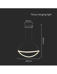 V-TAC 12W LED Висящ Пендел 1.5м 400mm 3000 Черно Тяло - 23434 - Цена | LEDs4economy 2