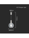 V-TAC 5W LED Висящ Пендел Прозрачно Стъкло 3000 - 23409 - 7